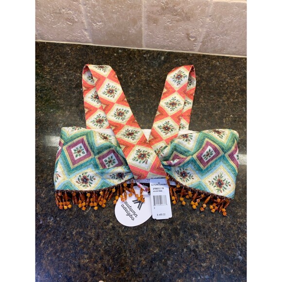 Autumn Adeigbo Beaded Woven Diamond Soraya Top NWT Size 2 - Picture 7 of 12